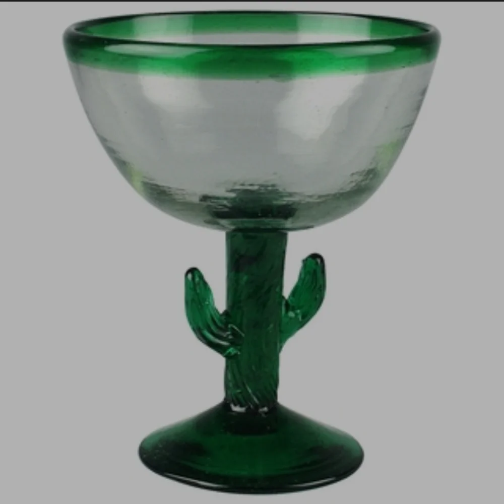 🇺🇦 New Margarita Cactus Shape Set of 2 Glasses Handmade Easter Spring New
